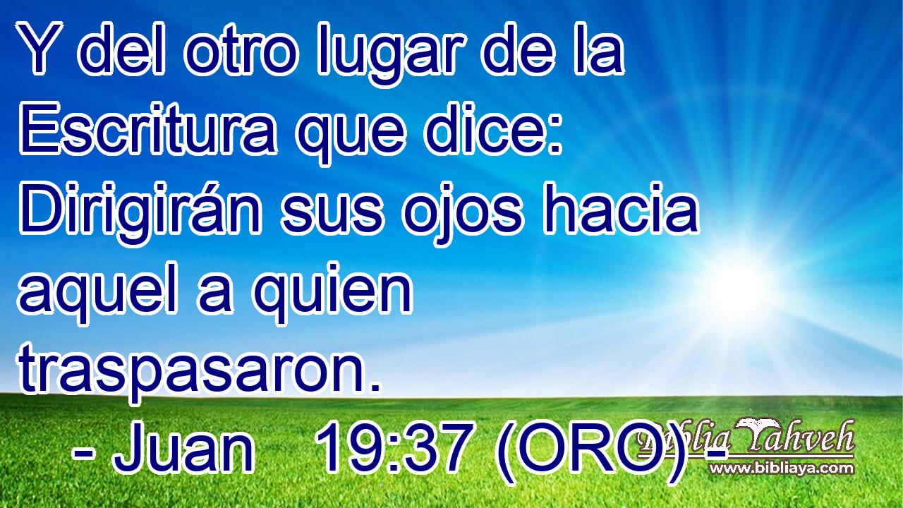  Y del otro lugar de la Escritura que dice: Dirigirán sus ojos hacia aquel a quien traspasaron. 