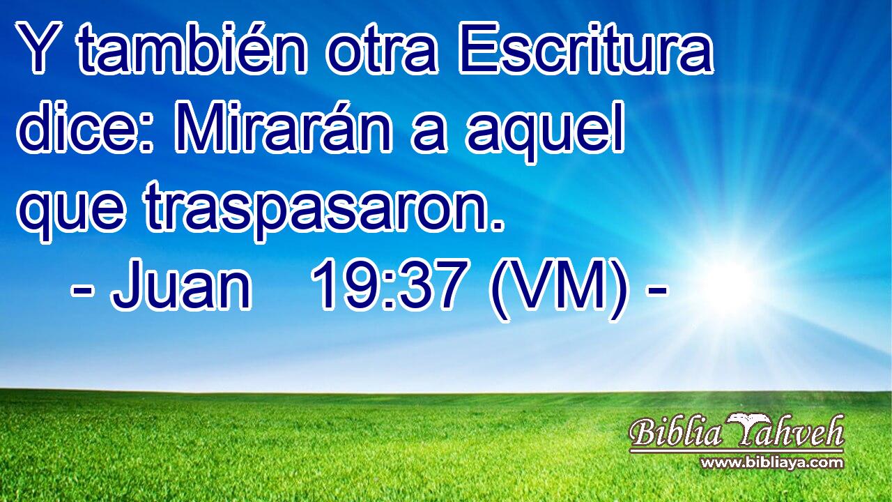  Y también otra Escritura dice: Mirarán a aquel que traspasaron. 