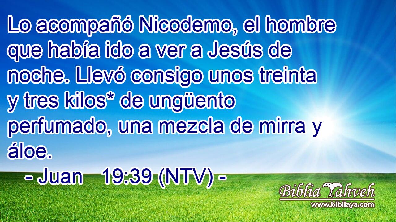 Lo acompañó Nicodemo, el hombre que había ido a ver a Jesús de noche. Llevó consigo unos treinta y tres kilos* de ungüento perfumado, una mezcla de mirra y áloe.