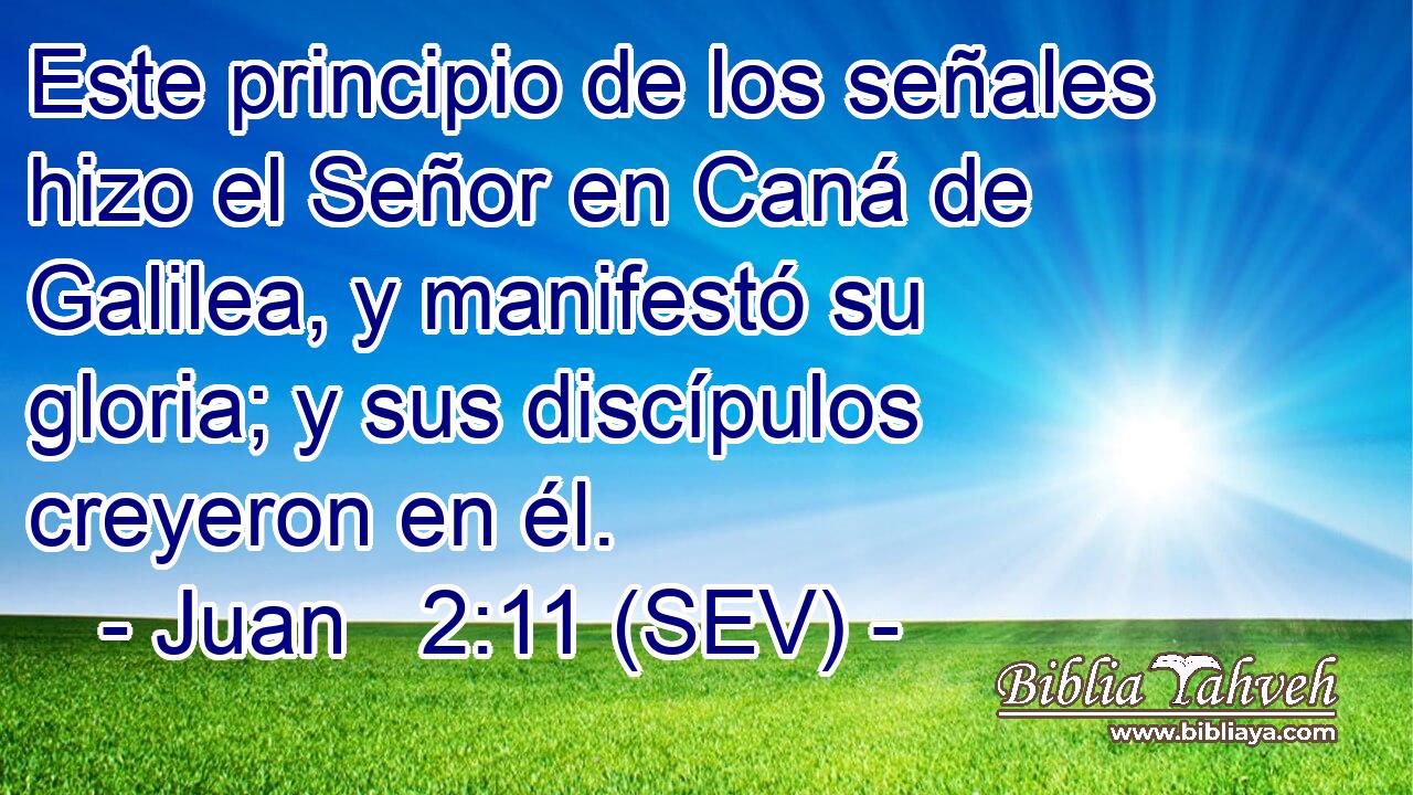 Este principio de los señales hizo el Señor en Caná de Galilea, y manifestó su gloria; y sus discípulos creyeron en él.