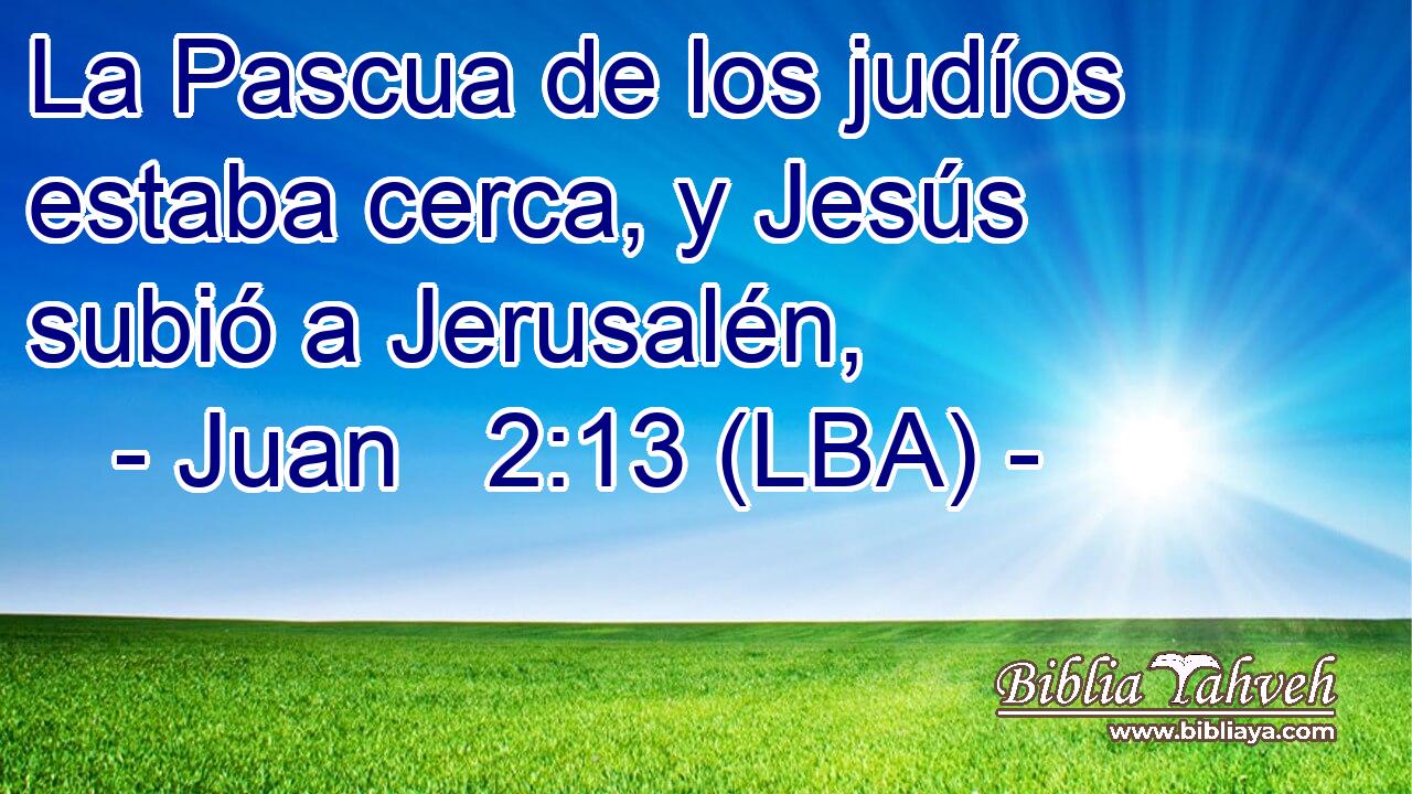La Pascua de los judíos estaba cerca, y Jesús subió a Jerusalén,