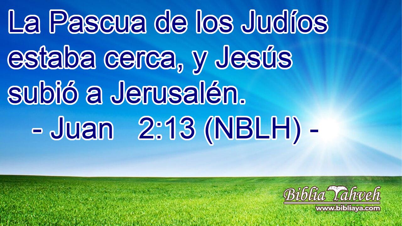  La Pascua de los Judíos estaba cerca, y Jesús subió a Jerusalén. 