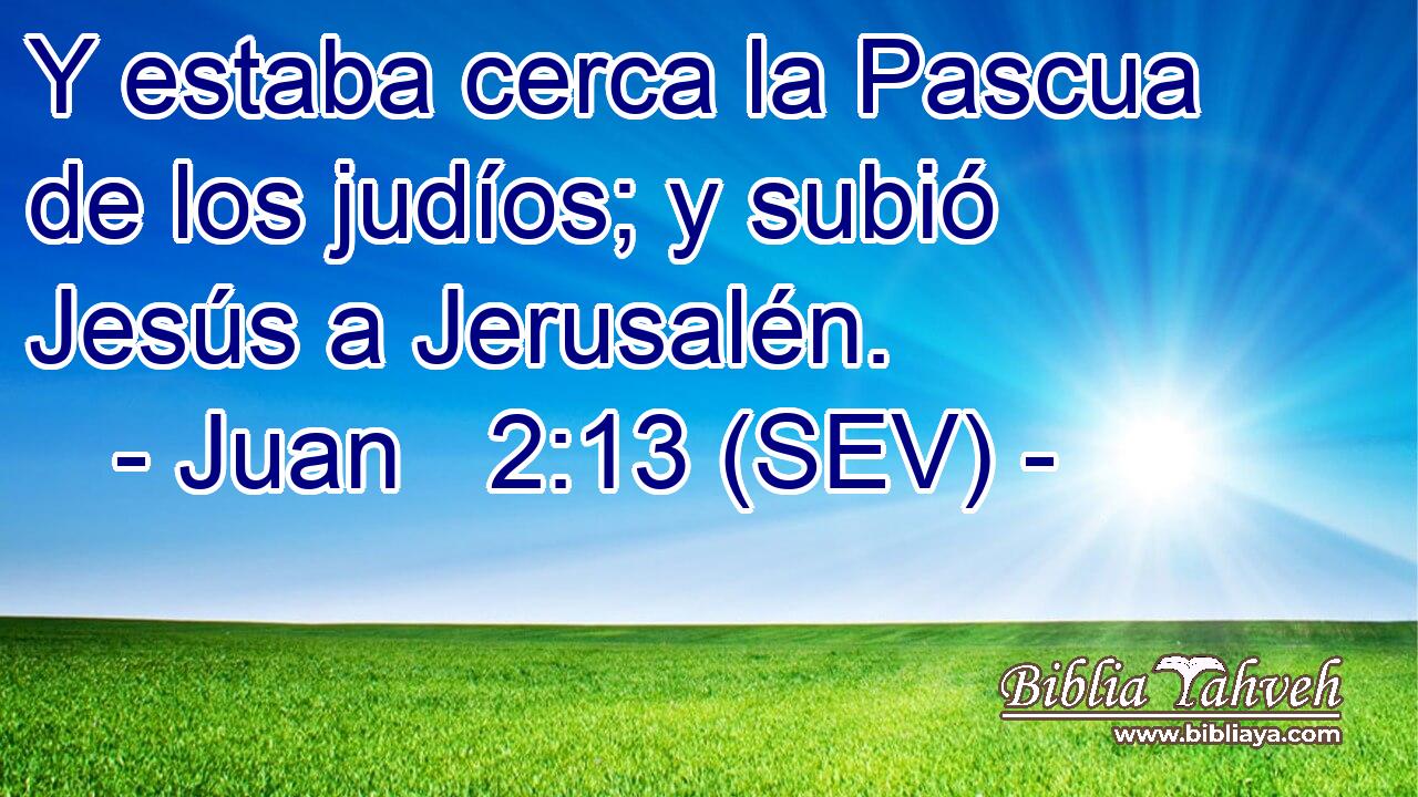 Y estaba cerca la Pascua de los judíos; y subió Jesús a Jerusalén.