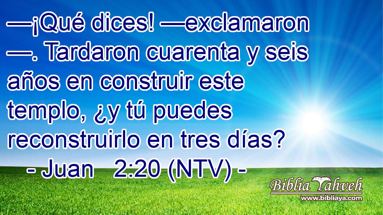 —¡Qué dices! —exclamaron —. Tardaron cuarenta y seis años en construir este templo, ¿y tú puedes reconstruirlo en tres días?