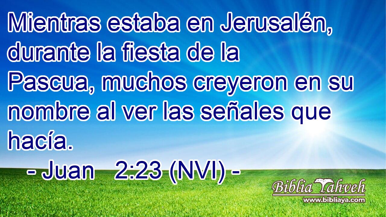  Mientras estaba en Jerusalén, durante la fiesta de la Pascua, muchos creyeron en su nombre al ver las señales que hacía. 