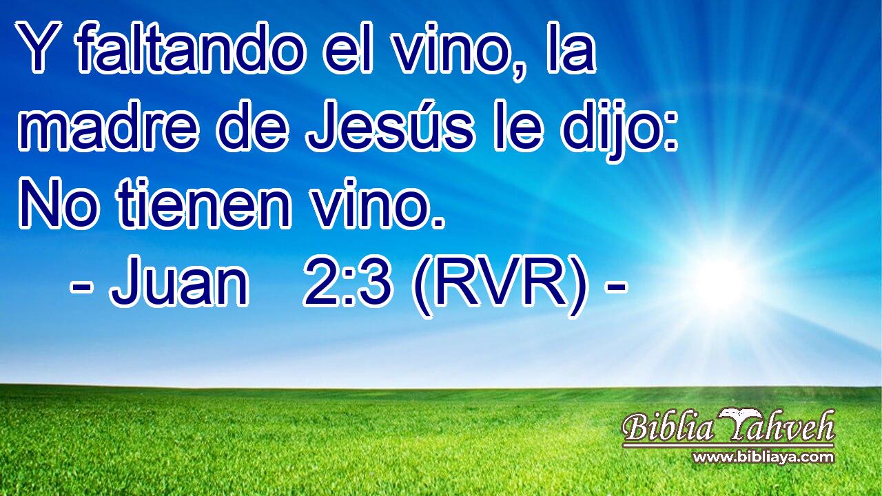 Y faltando el vino, la madre de Jesús le dijo: No tienen vino.