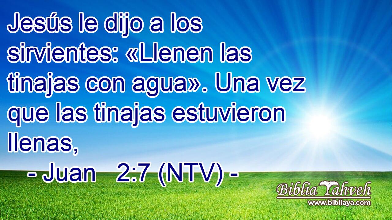 Jesús le dijo a los sirvientes: «Llenen las tinajas con agua». Una vez que las tinajas estuvieron llenas,