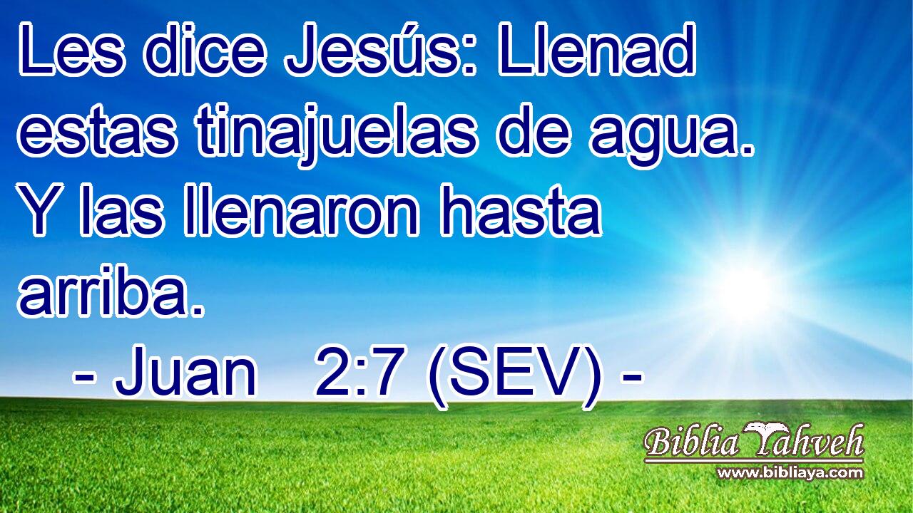 Les dice Jesús: Llenad estas tinajuelas de agua. Y las llenaron hasta arriba.