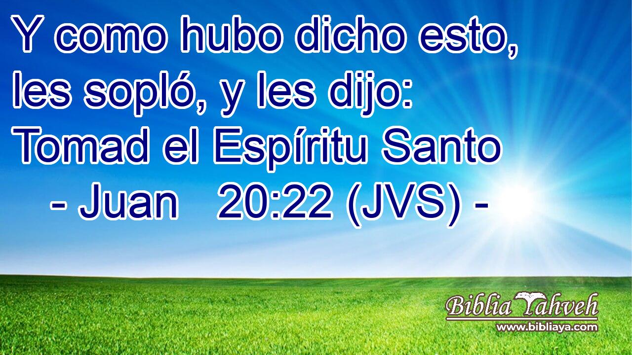 Y como hubo dicho esto, les sopló, y les dijo: Tomad el Espíritu Santo