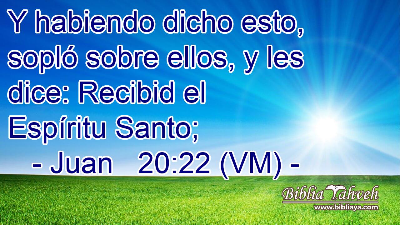  Y habiendo dicho esto, sopló sobre ellos, y les dice: Recibid el Espíritu Santo; 