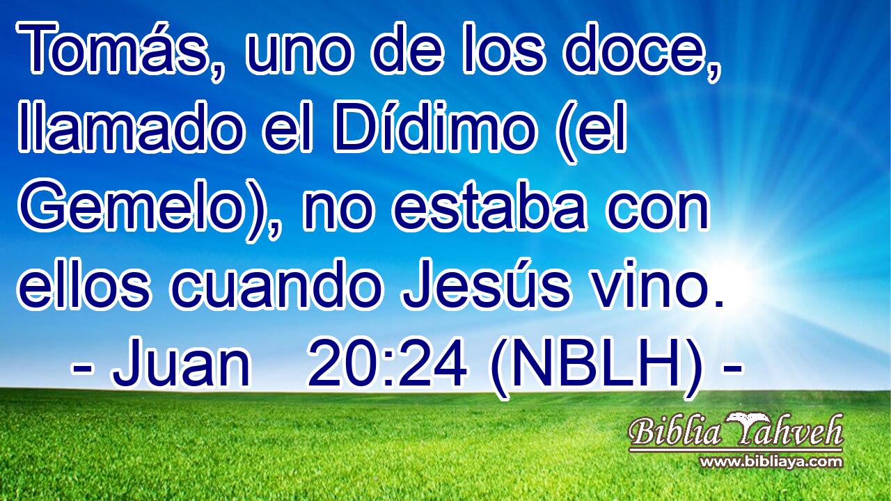  Tomás, uno de los doce, llamado el Dídimo (el Gemelo), no estaba con ellos cuando Jesús vino. 