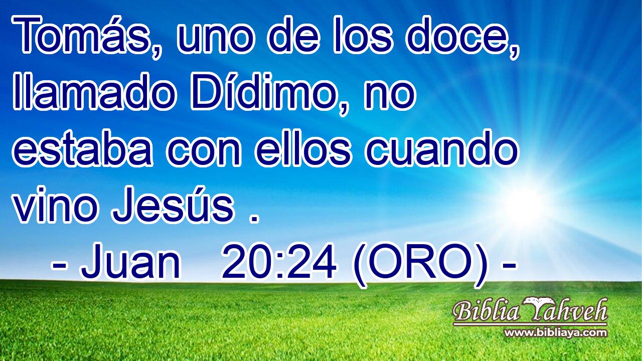  Tomás, uno de los doce, llamado Dídimo, no estaba con ellos cuando vino Jesús . 