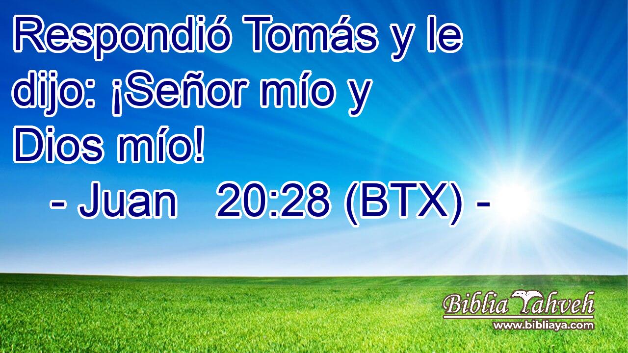 Respondió Tomás y le dijo: ¡Señor mío y Dios mío!