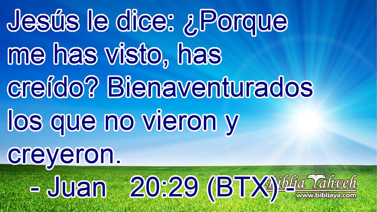Jesús le dice: ¿Porque me has visto, has creído? Bienaventurados los que no vieron y creyeron.