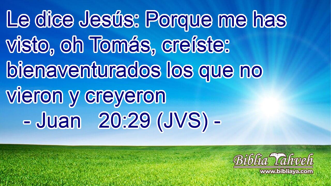 Le dice Jesús: Porque me has visto, oh Tomás, creíste: bienaventurados los que no vieron y creyeron