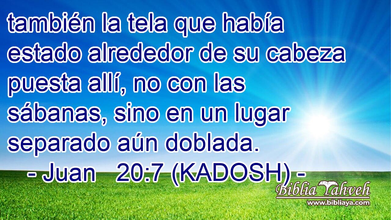  también la tela que había estado alrededor de su cabeza puesta allí, no con las sábanas, sino en un lugar separado aún doblada. 