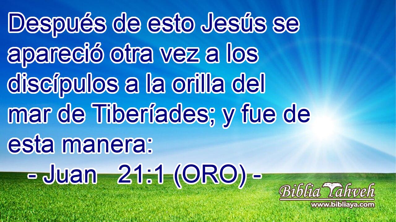  Después de esto Jesús se apareció otra vez a los discípulos a la orilla del mar de Tiberíades; y fue de esta manera: 