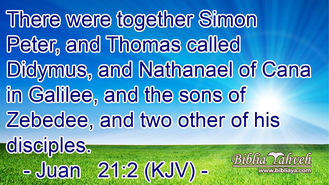There were together Simon Peter, and Thomas called Didymus, and Nathanael of Cana in Galilee, and the sons of Zebedee, and two other of his disciples.