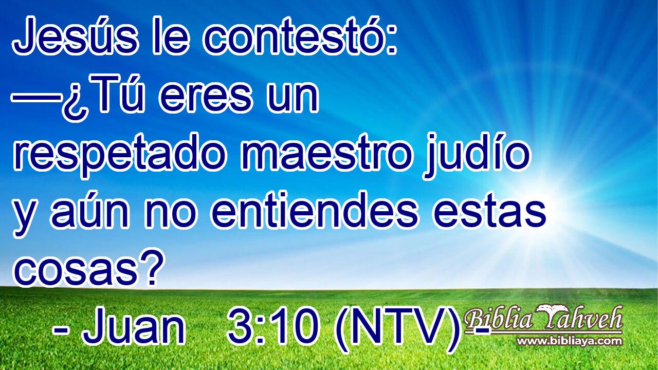 Jesús le contestó: —¿Tú eres un respetado maestro judío y aún no entiendes estas cosas?