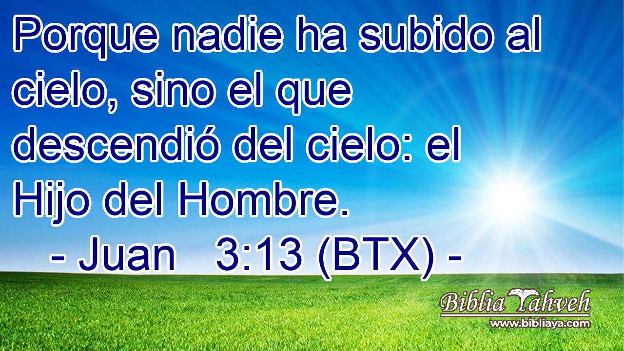 Porque nadie ha subido al cielo, sino el que descendió del cielo: el Hijo del Hombre.