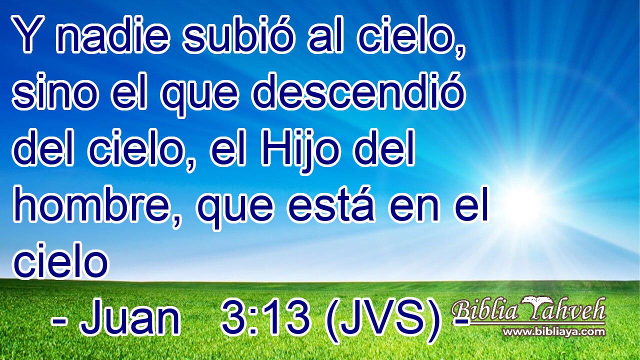 Y nadie subió al cielo, sino el que descendió del cielo, el Hijo del hombre, que está en el cielo