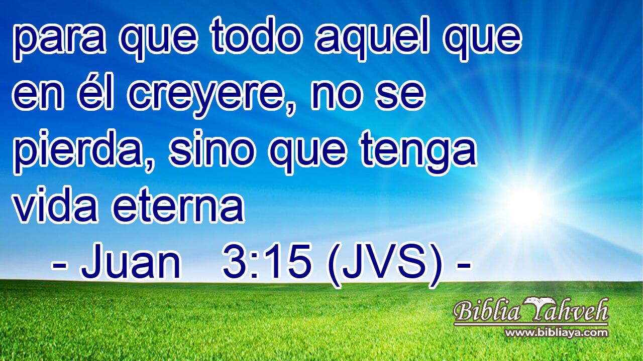 para que todo aquel que en él creyere, no se pierda, sino que tenga vida eterna