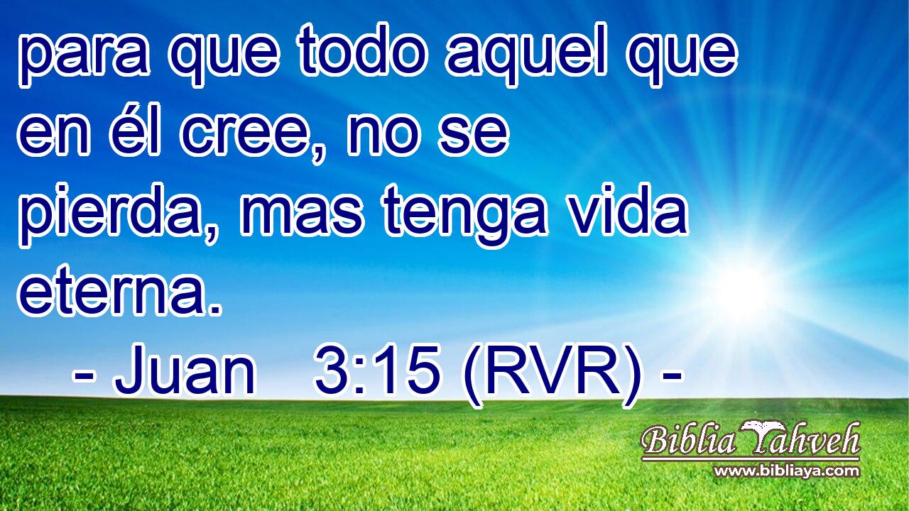 para que todo aquel que en él cree, no se pierda, mas tenga vida eterna.