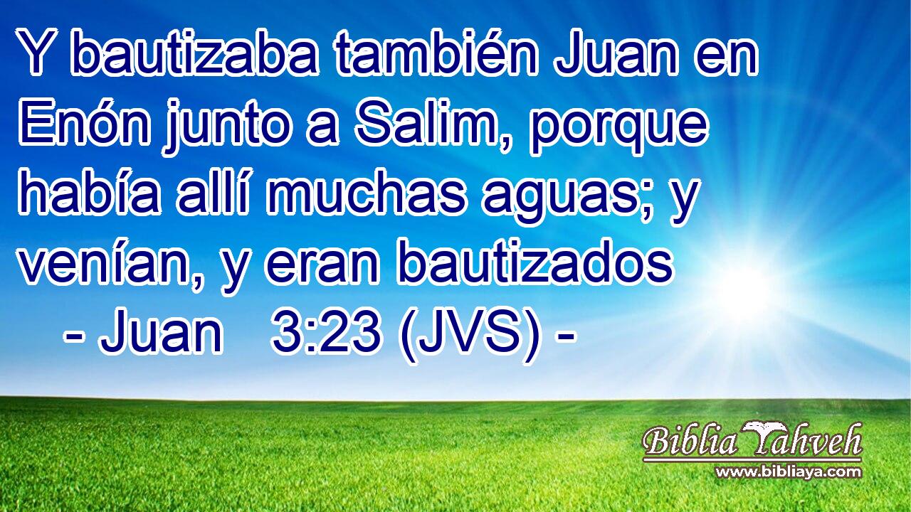 Y bautizaba también Juan en Enón junto a Salim, porque había allí muchas aguas; y venían, y eran bautizados