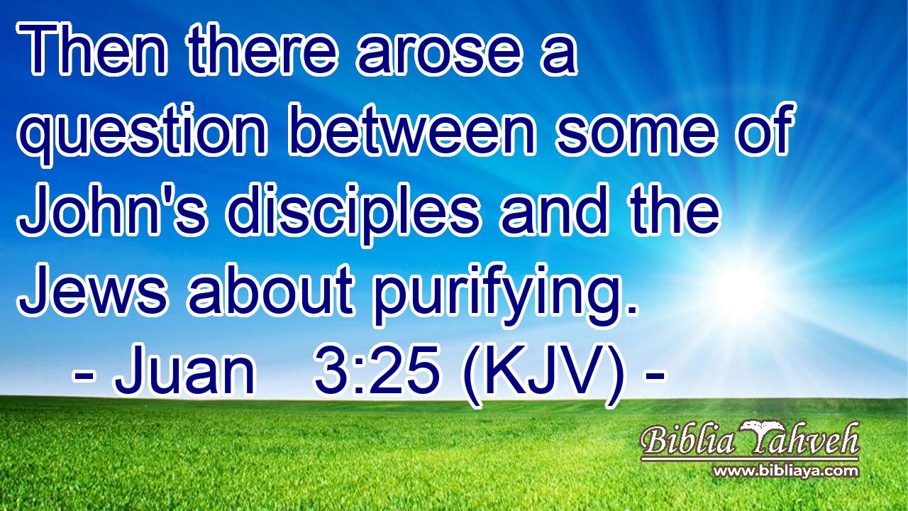 Then there arose a question between some of John's disciples and the Jews about purifying.
