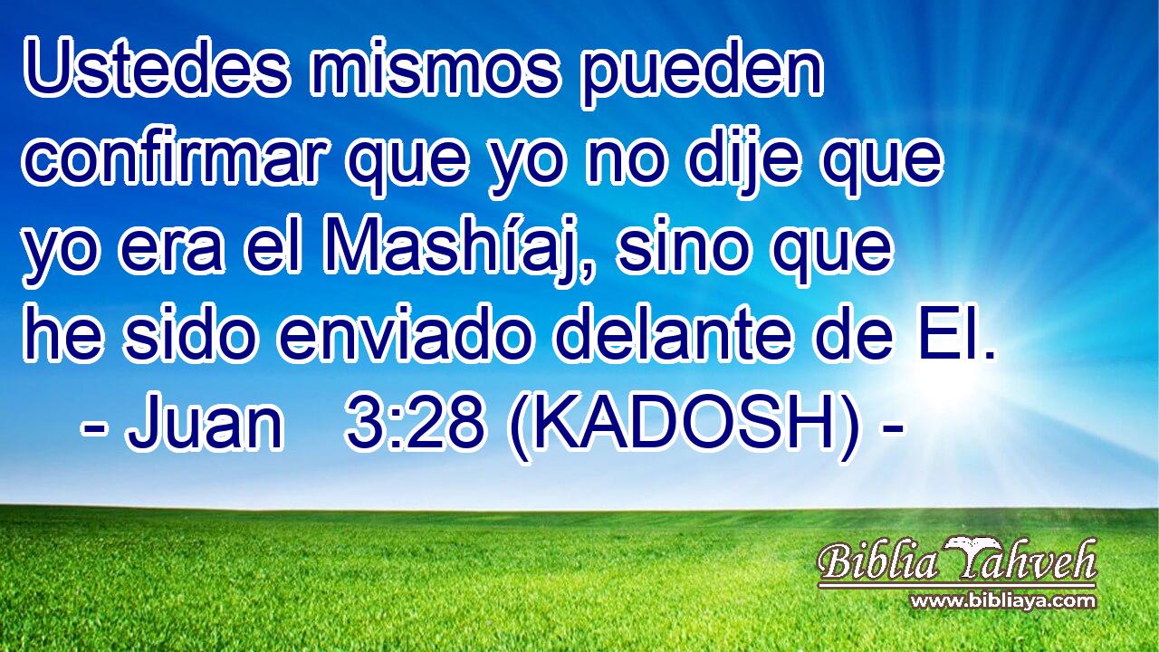  Ustedes mismos pueden confirmar que yo no dije que yo era el Mashíaj, sino que he sido enviado delante de El. 