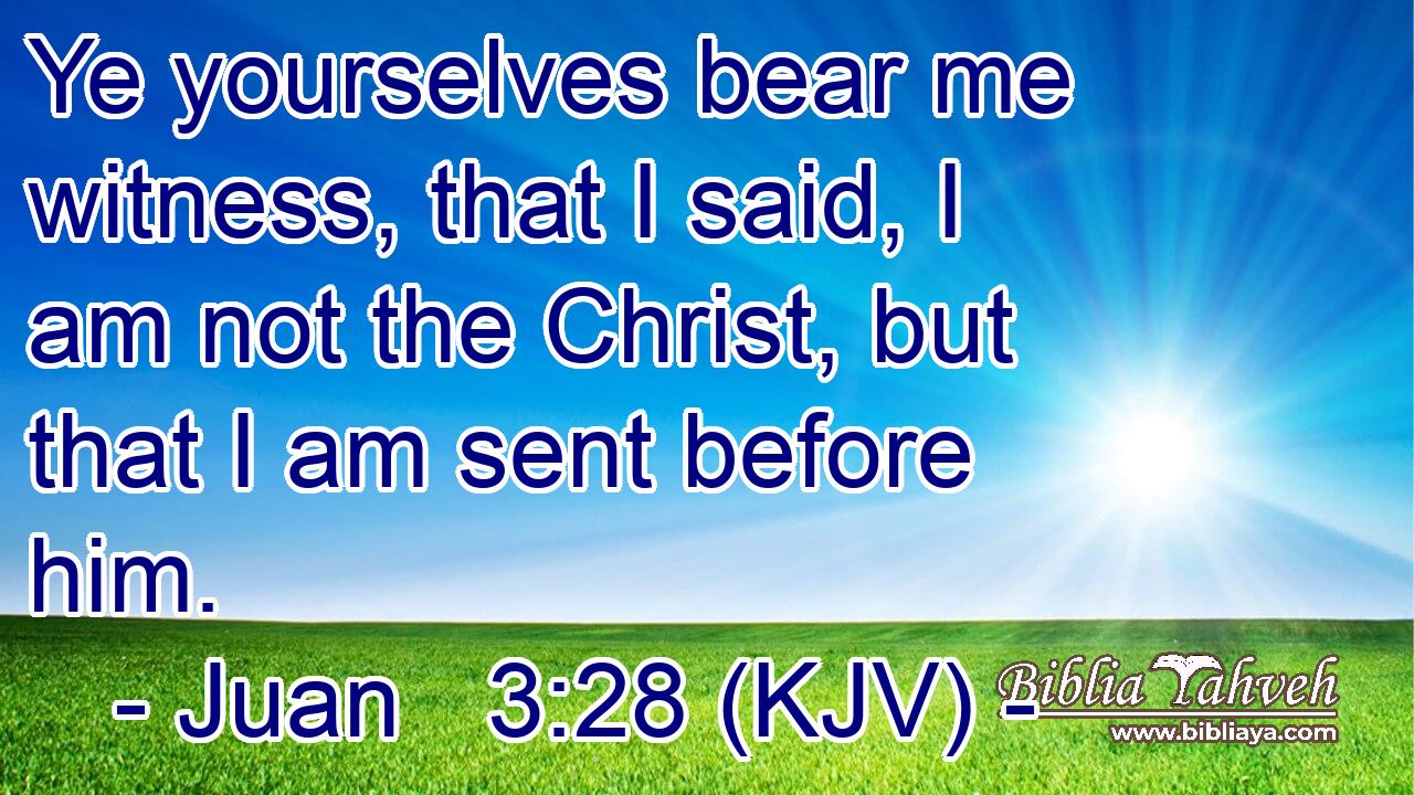 Ye yourselves bear me witness, that I said, I am not the Christ, but that I am sent before him.