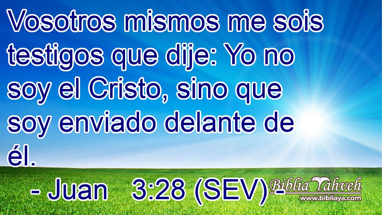 Vosotros mismos me sois testigos que dije: Yo no soy el Cristo, sino que soy enviado delante de él.