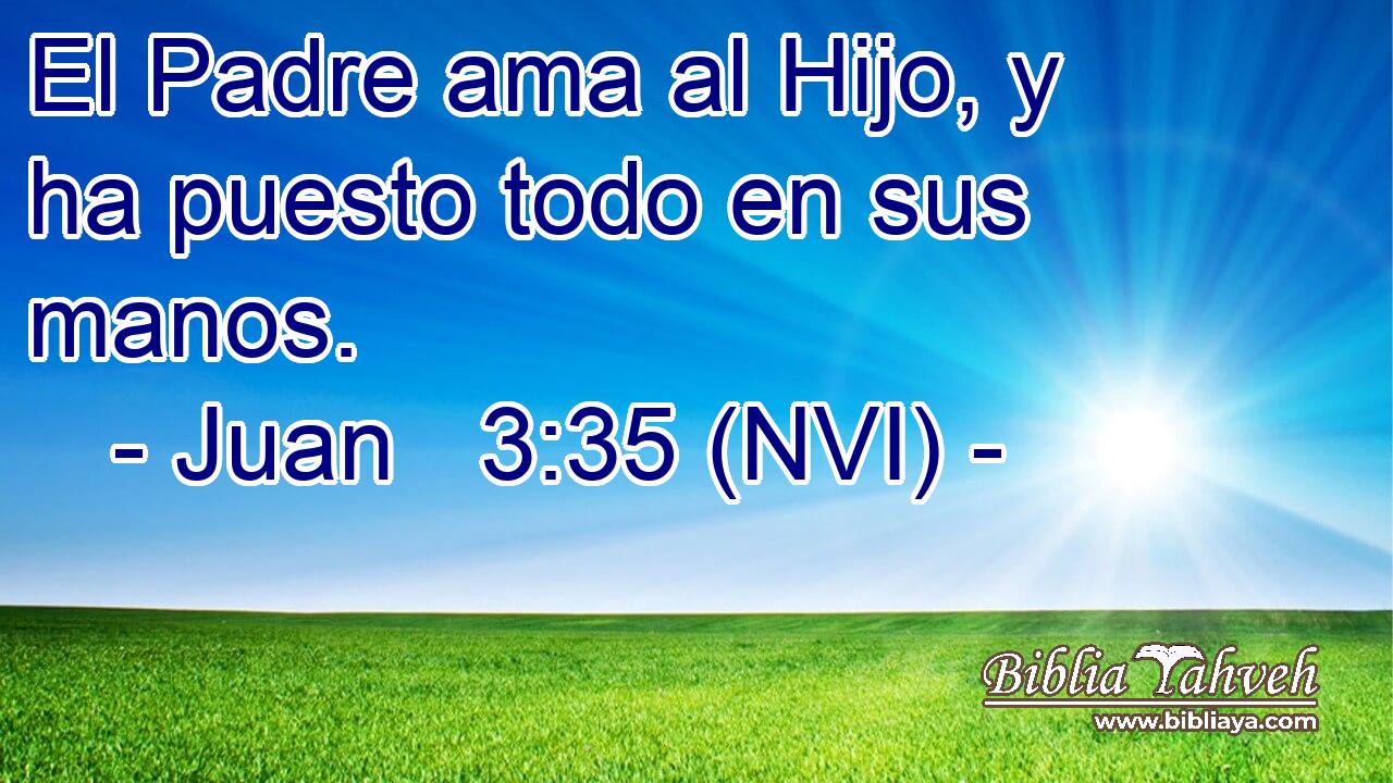  El Padre ama al Hijo, y ha puesto todo en sus manos. 