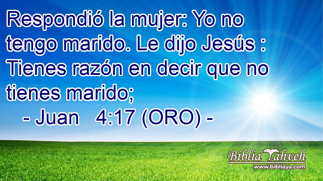  Respondió la mujer: Yo no tengo marido. Le dijo Jesús : Tienes razón en decir que no tienes marido; 