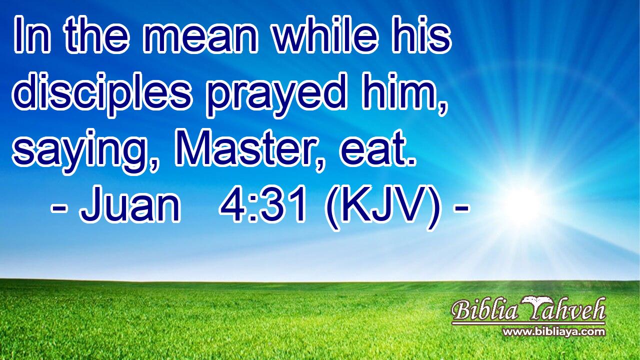 In the mean while his disciples prayed him, saying, Master, eat.