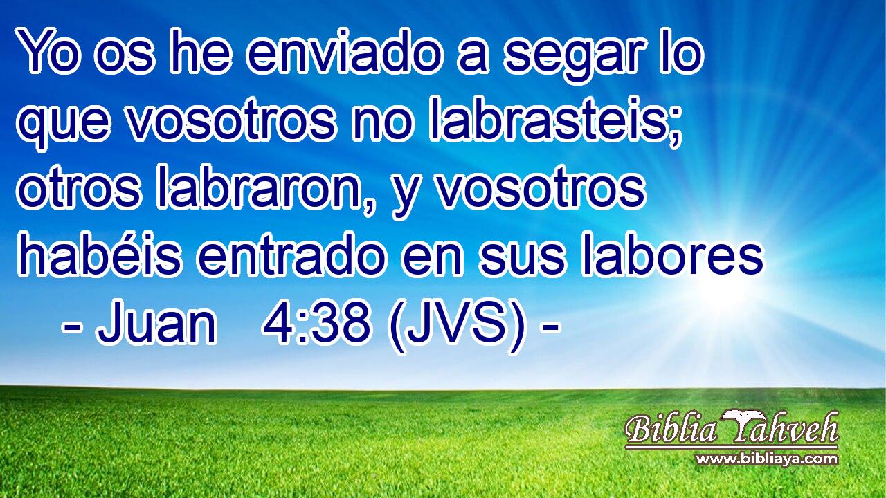 Yo os he enviado a segar lo que vosotros no labrasteis; otros labraron, y vosotros habéis entrado en sus labores