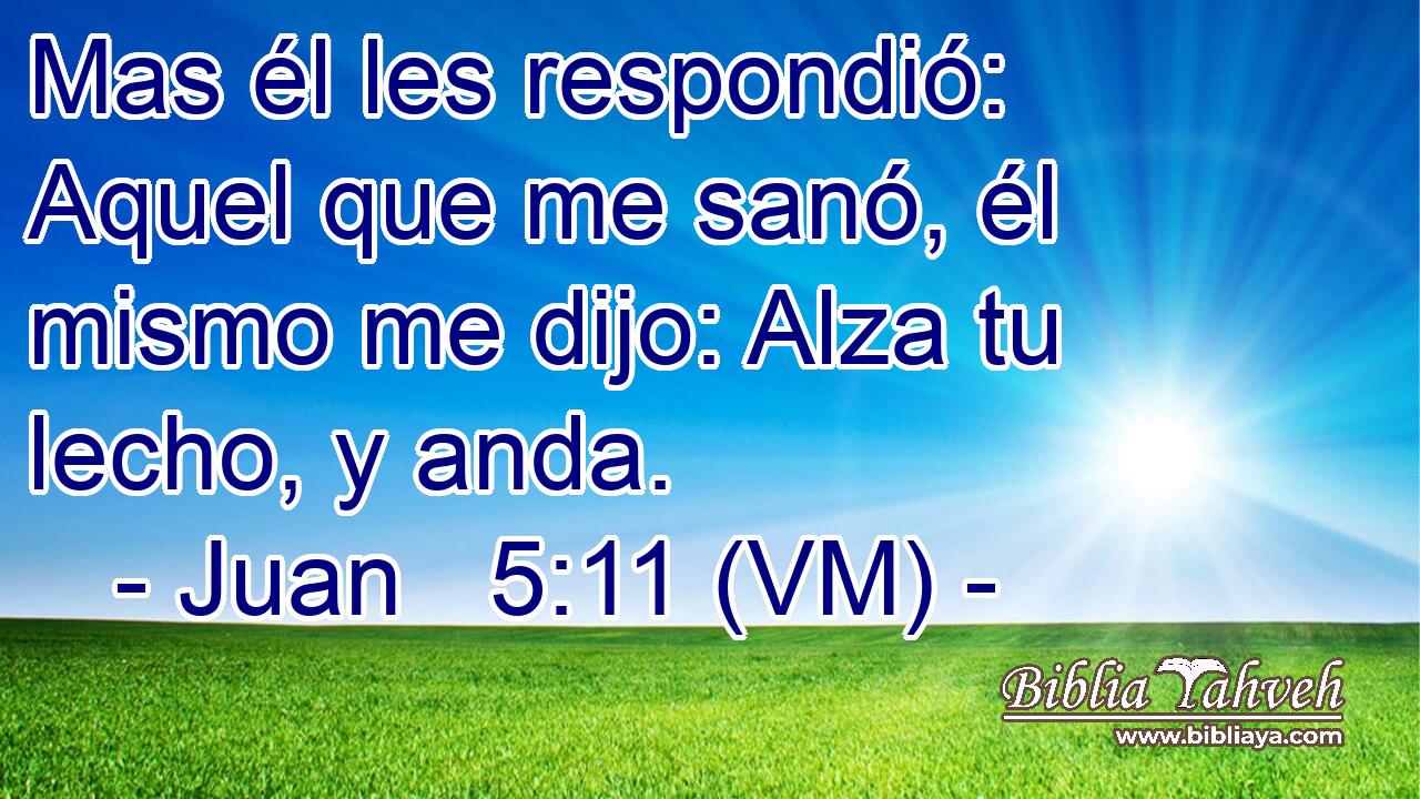  Mas él les respondió: Aquel que me sanó, él mismo me dijo: Alza tu lecho, y anda. 