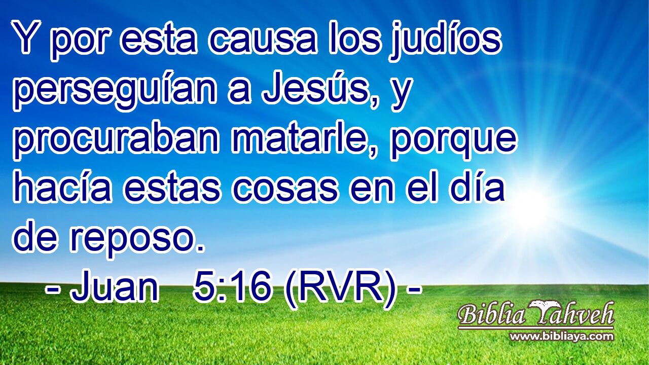 Y por esta causa los judíos perseguían a Jesús, y procuraban matarle, porque hacía estas cosas en el día de reposo.