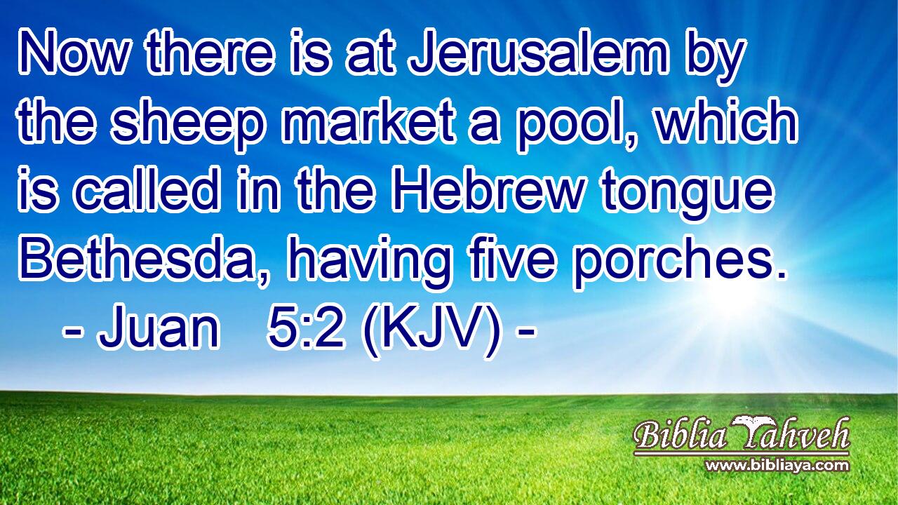 Now there is at Jerusalem by the sheep market a pool, which is called in the Hebrew tongue Bethesda, having five porches.
