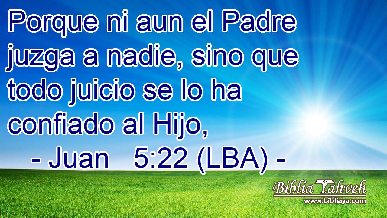 Porque ni aun el Padre juzga a nadie, sino que todo juicio se lo ha confiado al Hijo,