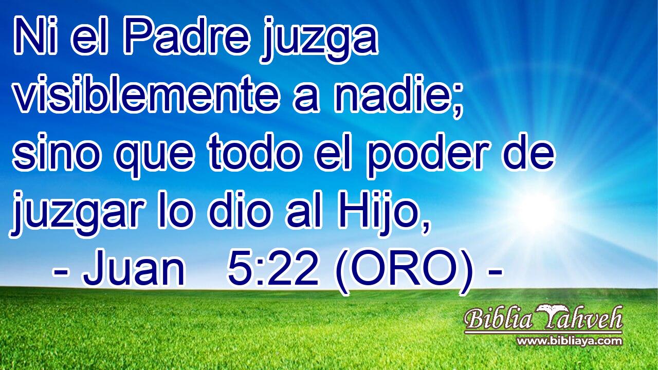  Ni el Padre juzga visiblemente a nadie; sino que todo el poder de juzgar lo dio al Hijo, 