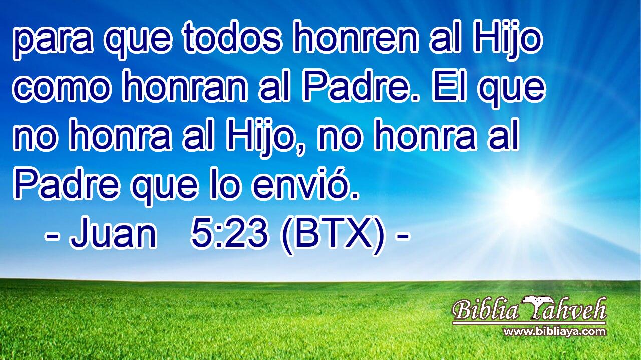 para que todos honren al Hijo como honran al Padre. El que no honra al Hijo, no honra al Padre que lo envió.