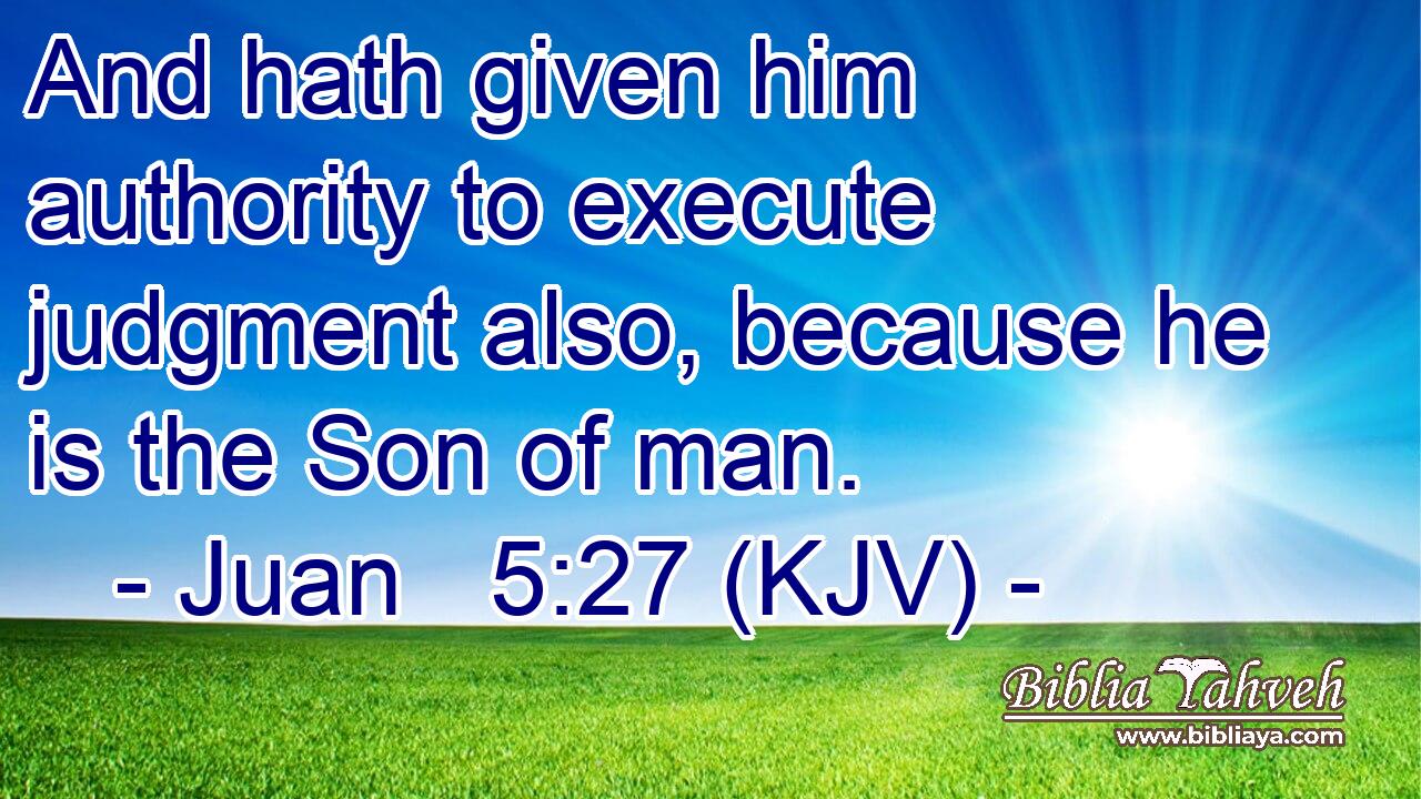 And hath given him authority to execute judgment also, because he is the Son of man.