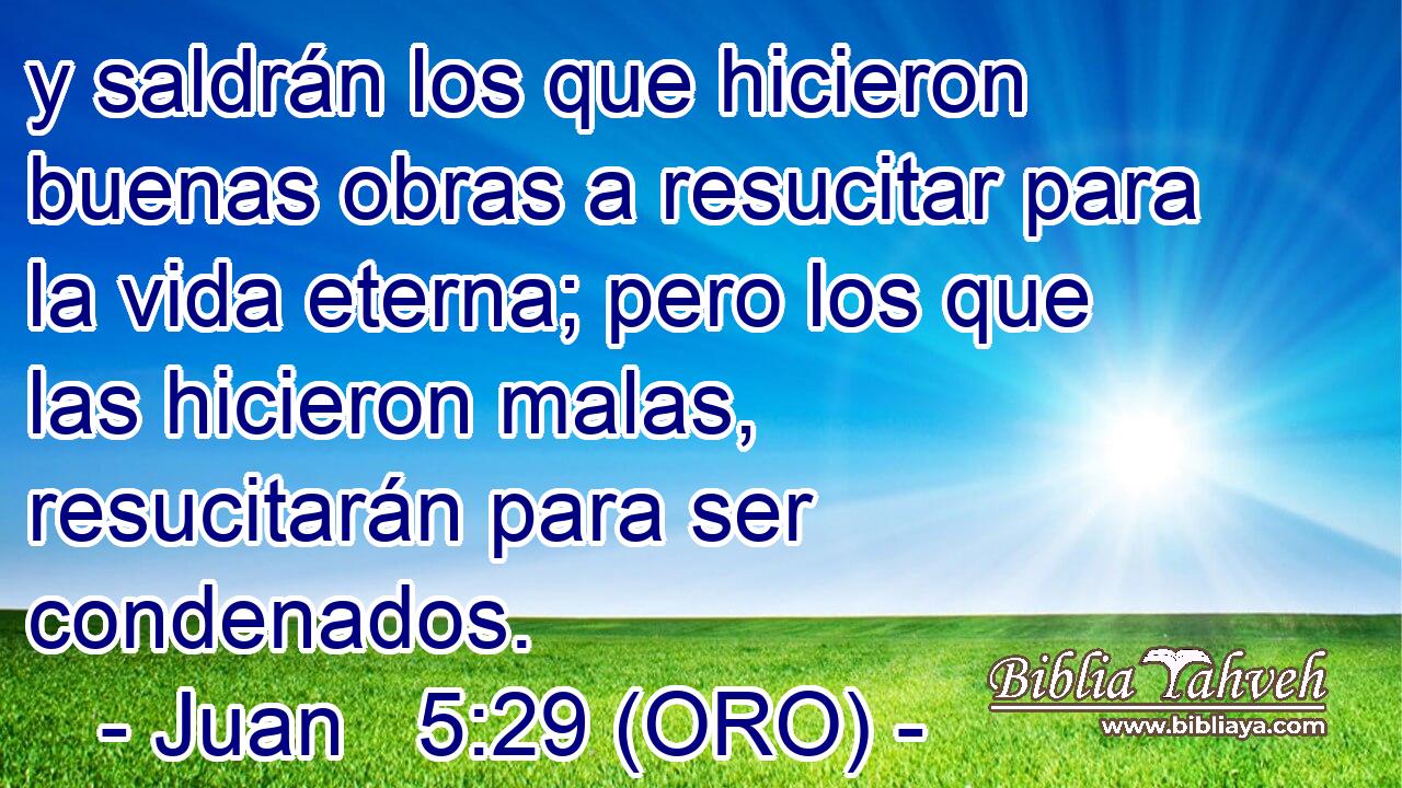  y saldrán los que hicieron buenas obras a resucitar para la vida eterna; pero los que las hicieron malas, resucitarán para ser condenados. 