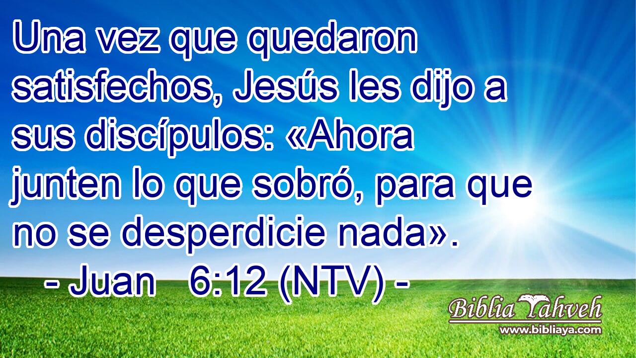 Una vez que quedaron satisfechos, Jesús les dijo a sus discípulos: «Ahora junten lo que sobró, para que no se desperdicie nada».