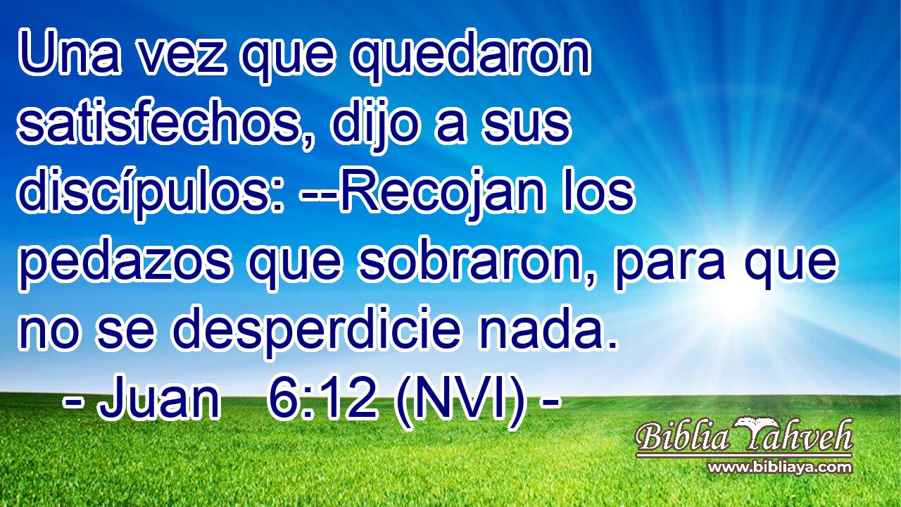 Una vez que quedaron satisfechos, dijo a sus discípulos: --Recojan los pedazos que sobraron, para que no se desperdicie nada. 