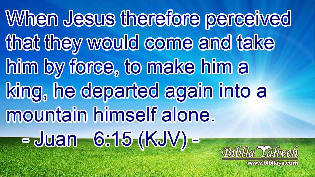When Jesus therefore perceived that they would come and take him by force, to make him a king, he departed again into a mountain himself alone.