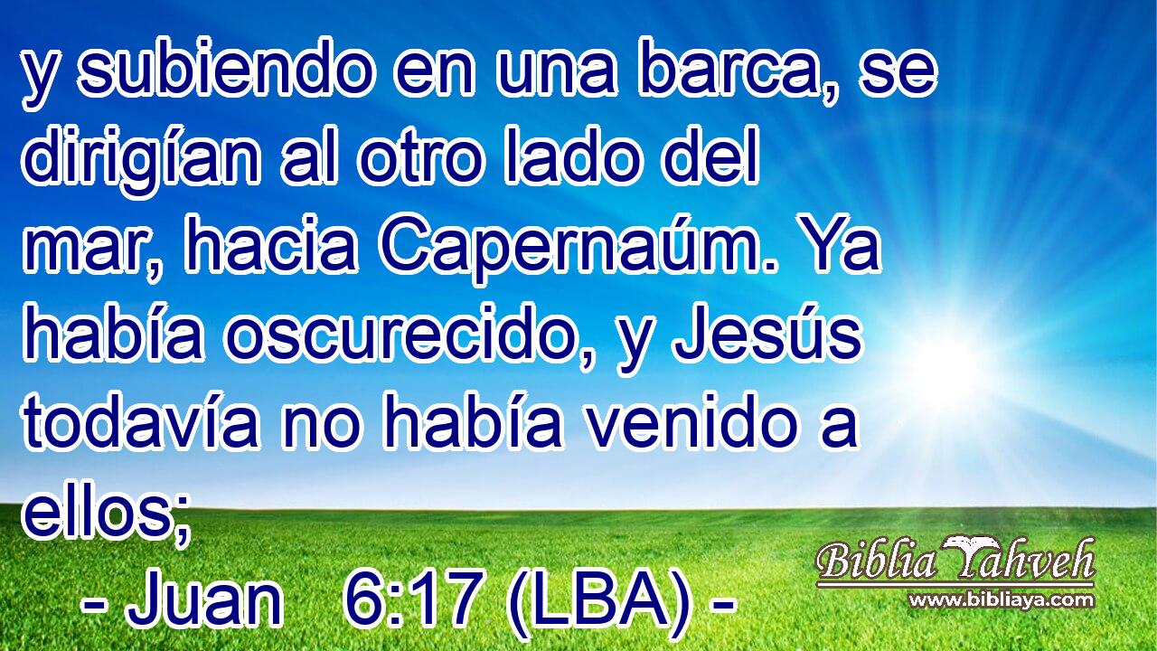 y subiendo en una barca, se dirigían al otro lado del mar, hacia Capernaúm. Ya había oscurecido, y Jesús todavía no había venido a ellos;