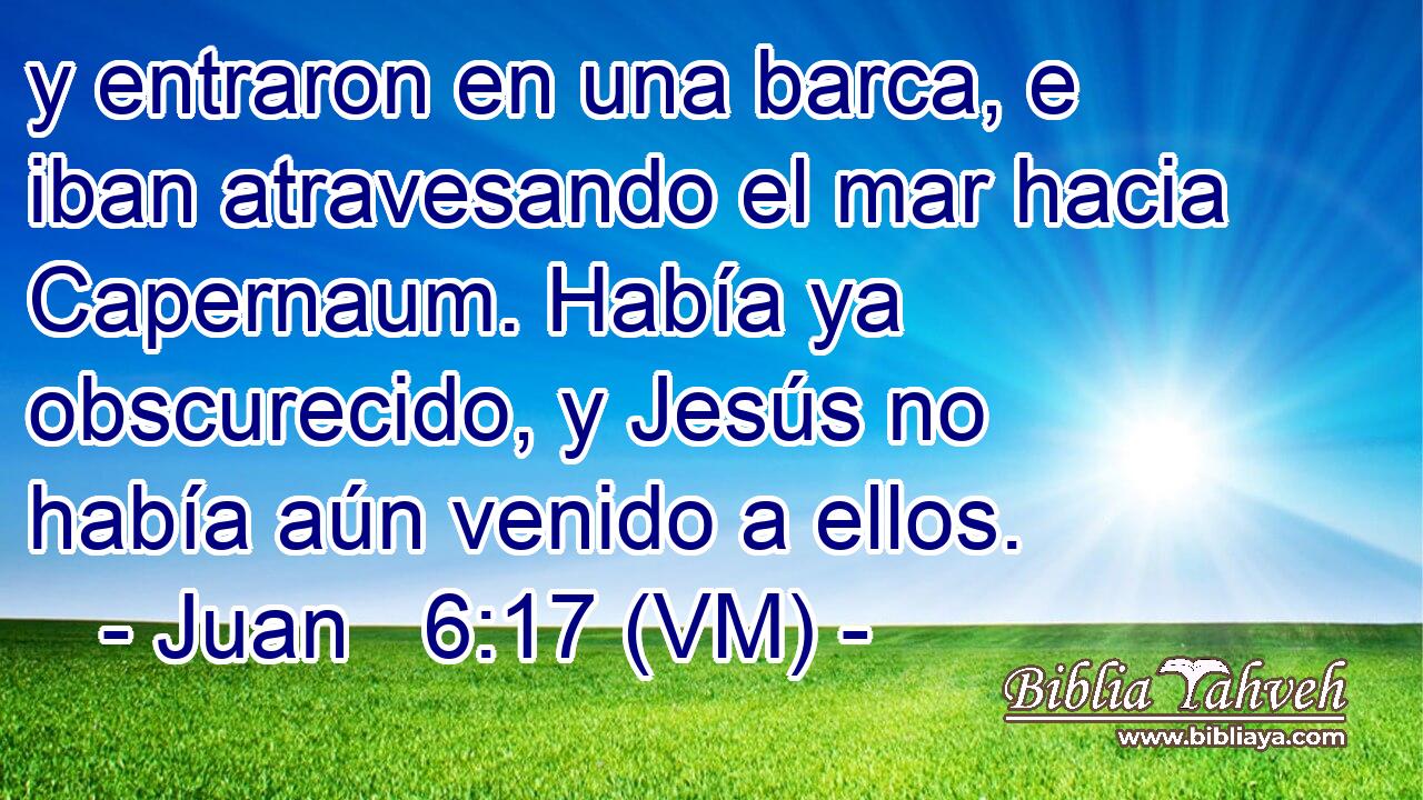  y entraron en una barca, e iban atravesando el mar hacia Capernaum. Había ya obscurecido, y Jesús no había aún venido a ellos. 