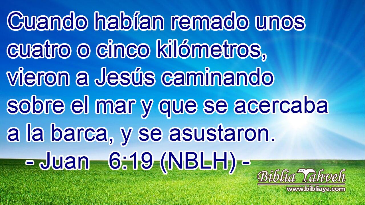  Cuando habían remado unos cuatro o cinco kilómetros, vieron a Jesús caminando sobre el mar y que se acercaba a la barca, y se asustaron. 